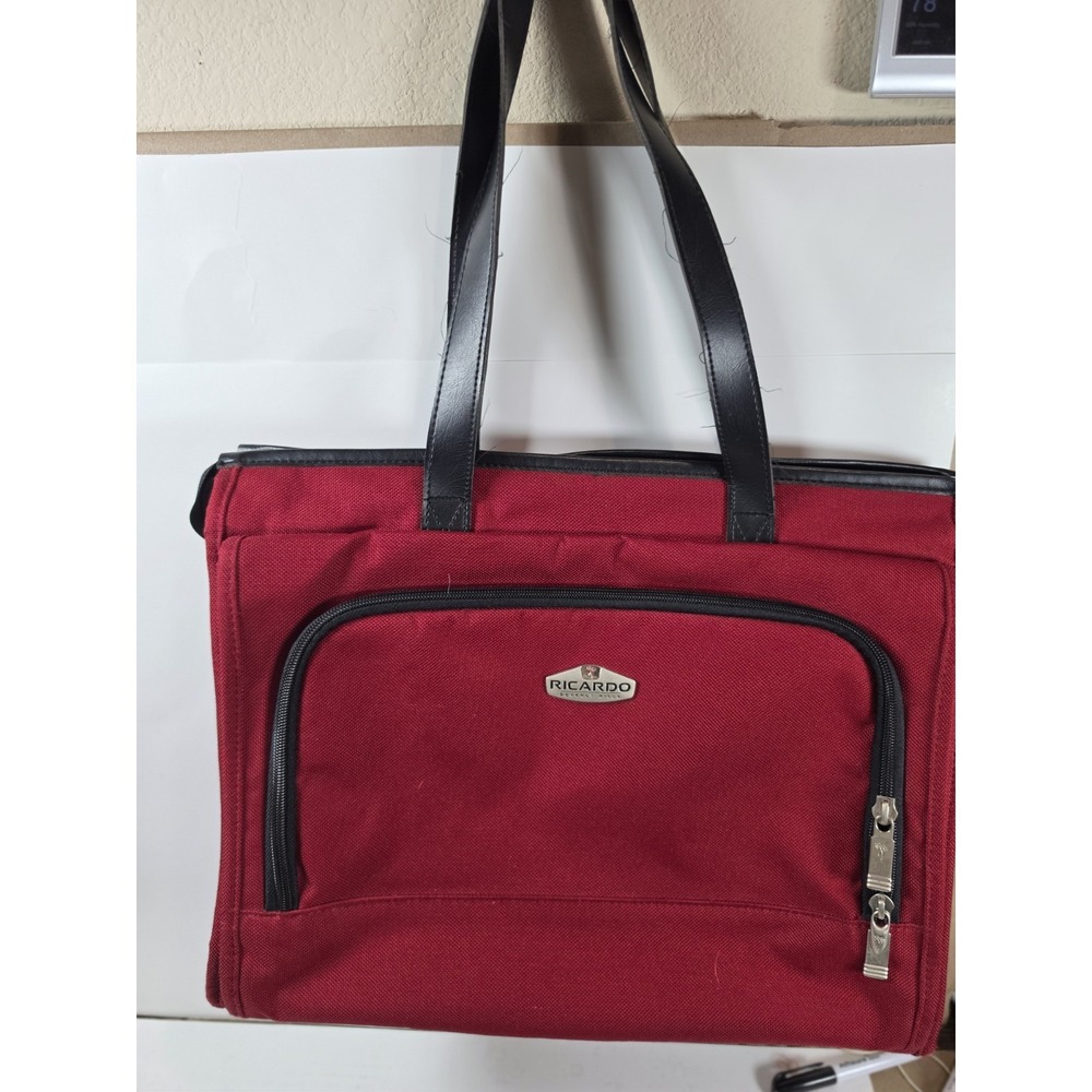 Ricardo Beverly Hills Carry On Bag Luggage Tote Messenger Shoulder Crossbody Red